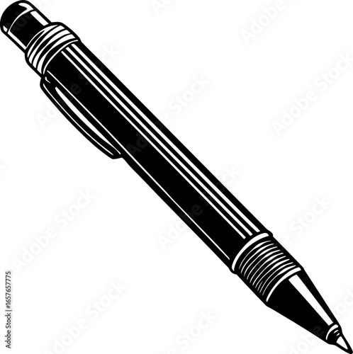 Vintage mechanical pencil with classic design and detailed ribbing for writing and drawing