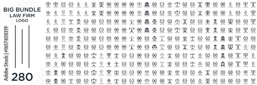 law firm logo collection simple and elegant, justice logo set , black and white background	