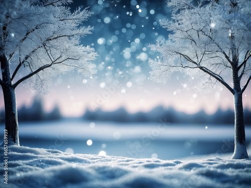 Wallpaper Mural winter landscape with trees and snow, winter background Torontodigital.ca