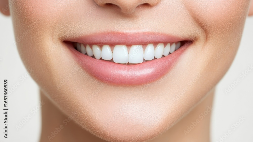 Obraz premium Young happy woman smiling in bright indoor studio setting