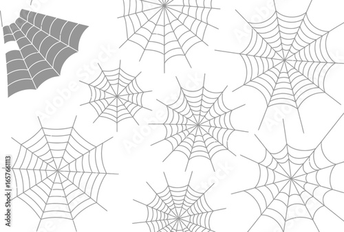 Spiderweb Collection Set Isolated on White Background, Halloween Design Elements