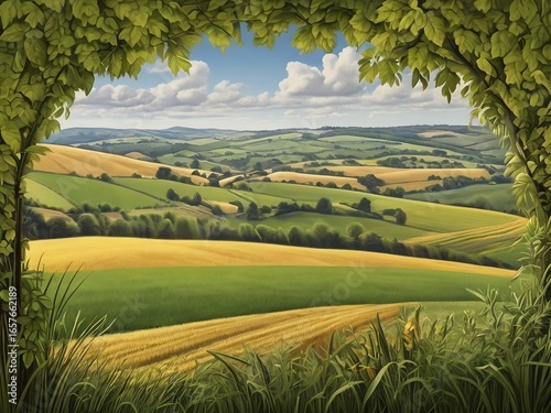 Wallpaper Mural landscape with green field and blue sky Torontodigital.ca