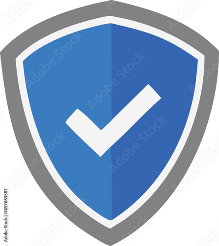 Digital security shield with a white checkmark symbolizing protection and verified status