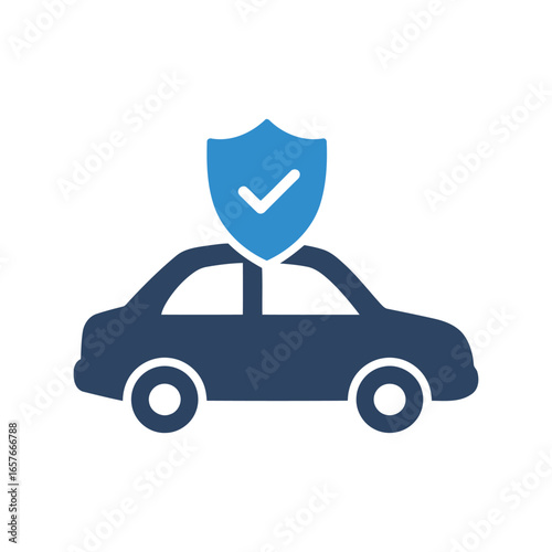 Car insurance protection shield vector illustration vehicle safety secure auto coverage transport guarantee icon