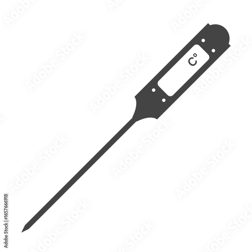 Digital food thermometer tool with Celsius degree symbol. Kitchen appliance concept design for cooking and culinary use. Vector