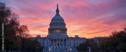 U.S. Capitol building at sunset washington d.C. Architectural photography urban landscape front view government symbolism