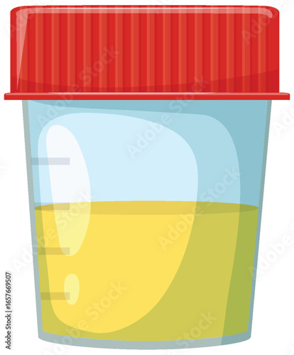 Sterile Urine Sample Container with Red Lid