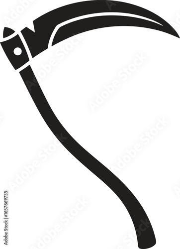 Black silhouette design of a sickle tool icon isolated on white background. vector illustration