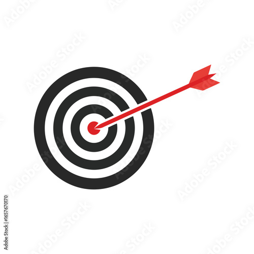 Red arrow hitting bullseye on target success goal achievement business strategy sport
