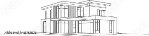 Modern architectural home design blueprint, elegant construction lines