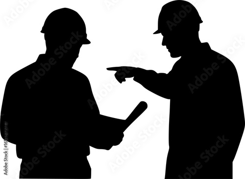 engineer and foreman working silhouettes - vector
