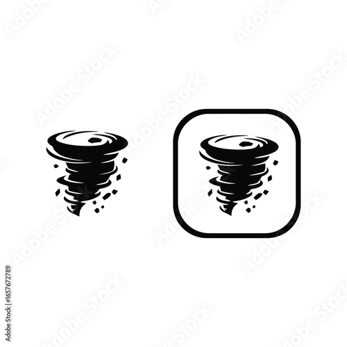 Tornado icon and illustration swirling wind storm natural disaster symbol weather element black and white graphic