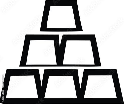 Stylized black outline of a pyramid stack of gold bars representing wealth and investment