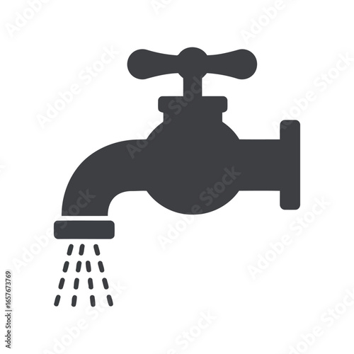Water faucet icon vector illustration flowing tap graphic plumbing fixture symbol