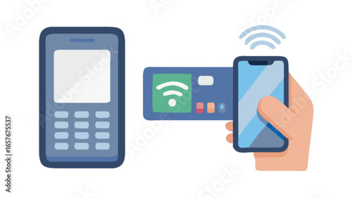 Mobile payment nfc technology contactless payment smartphone pos terminal wireless transaction digital wallet concept