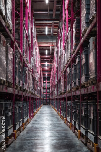 A cold storage warehouse with temperature controls An AI tool is monitoring conditions to preserve perishable goods The mood feels, Generative AI