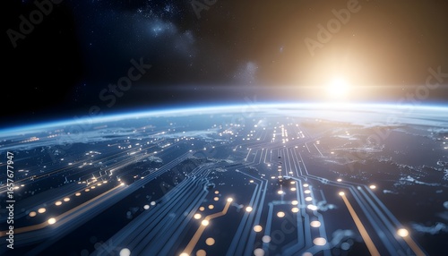 Abstract Circuit Board Pattern on Earth from Space