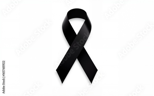 Stock vector illustration black awareness ribbon on white background. Mourning and melanoma symbol. Terrorism. Mourning ribbon, death. EPS 10. High quality