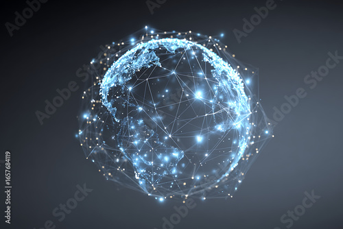 Experience the future of global connection with this dazzling digital earth, representing a dynamic network of innovation and boundless possibilities for modern business.