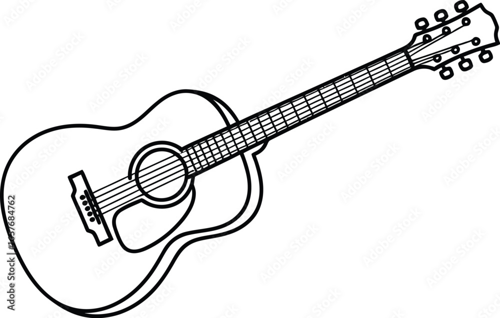Fototapeta premium Acoustic guitar outline, perfect for music lovers and creative projects.