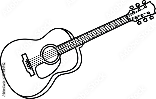 Acoustic guitar outline, perfect for music lovers and creative projects.