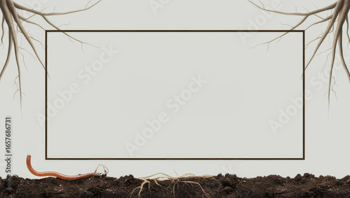 Earthy Frame with Root and Soil: A Nature-Inspired Background for Text or Design Elements