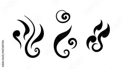 Abstract Black Steam Swirl smoke
