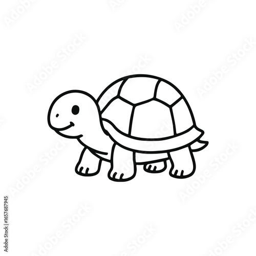 Turtle cartoon outline vector drawing coloring book animal illustration, generative ai