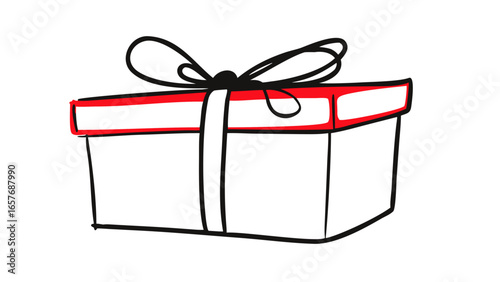 Black gift box with red ribbon present