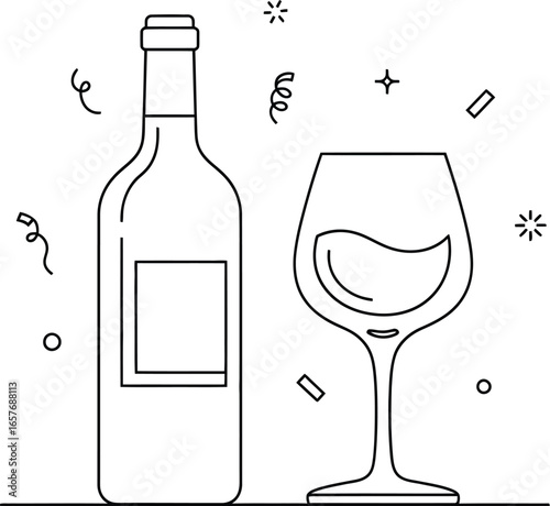 Celebrate with wine, a festive toast in minimalist style