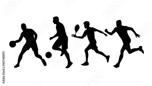 Black silhouette of a person running athletic