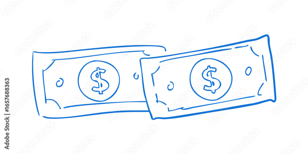 Fototapeta premium Blue dollar bills with dollar signs money finance