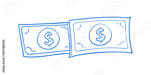 Blue dollar bills doodle money finance