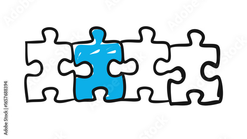 Blue figure in puzzle pieces human