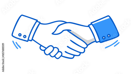 Blue handshake agreement illustration business partnership
