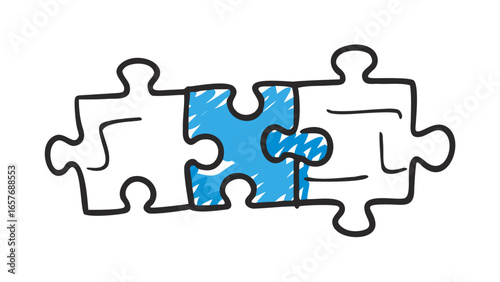 Blue puzzle pieces connection teamwork solution