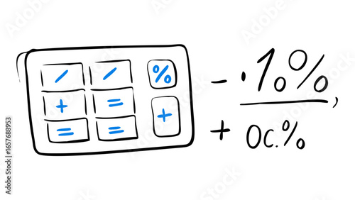 Calculator buttons and percentage symbols math arithmetic