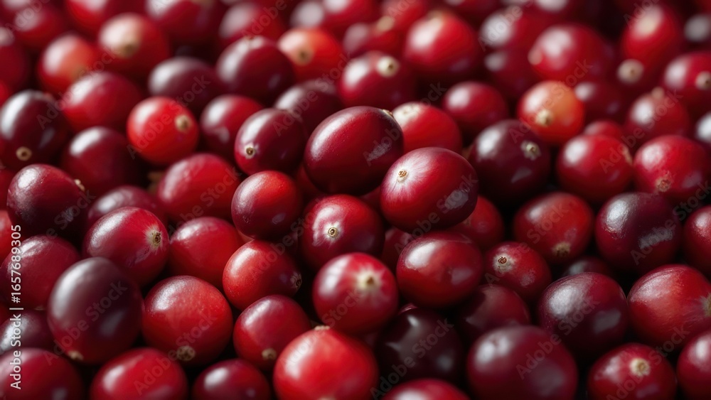 Macro View of Vibrant Red Cranberries with Soft Bokeh Background Macro View of Vibrant Red Cranberries with Soft Bokeh Background
