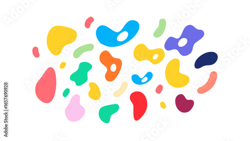 Colorful organic shapes scattered abstract blob
