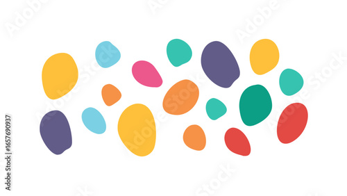 Colorful organic shapes scattered abstract blobs