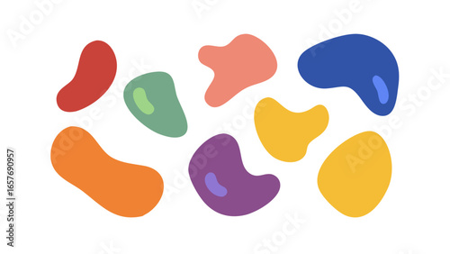 Colorful organic shapes scattered abstract blobs