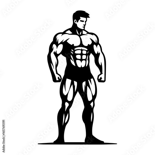  body builder pose vector illustration.