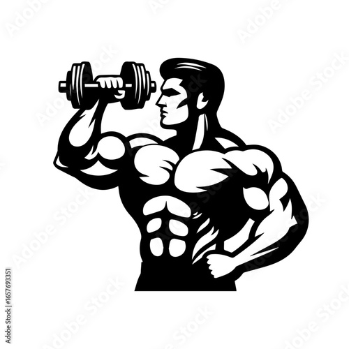  body builder pose vector illustration.