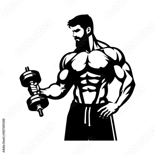  body builder pose vector illustration.