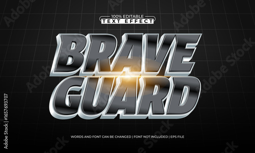 brave guard editable text effect with a super and power text style