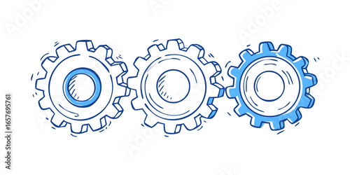 Interlocking gears doodle mechanism machine