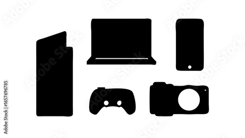 Minimalist black silhouette of a dog canine animal