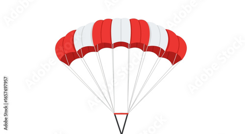 Stylized Parachute Illustration with Red and White Panels for Skydiving Themes