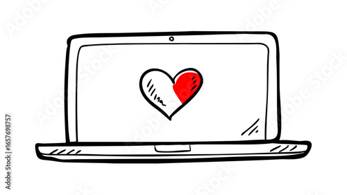 Red Hand Drawn Heart love doodle