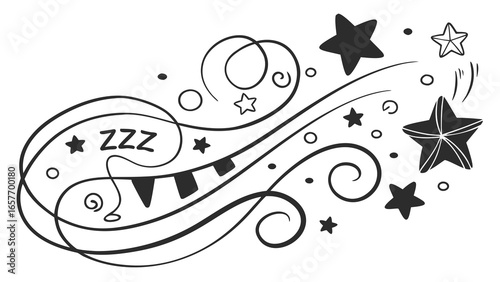 Whimsical Stars and Swirls with Zzz Symbol sleep dream